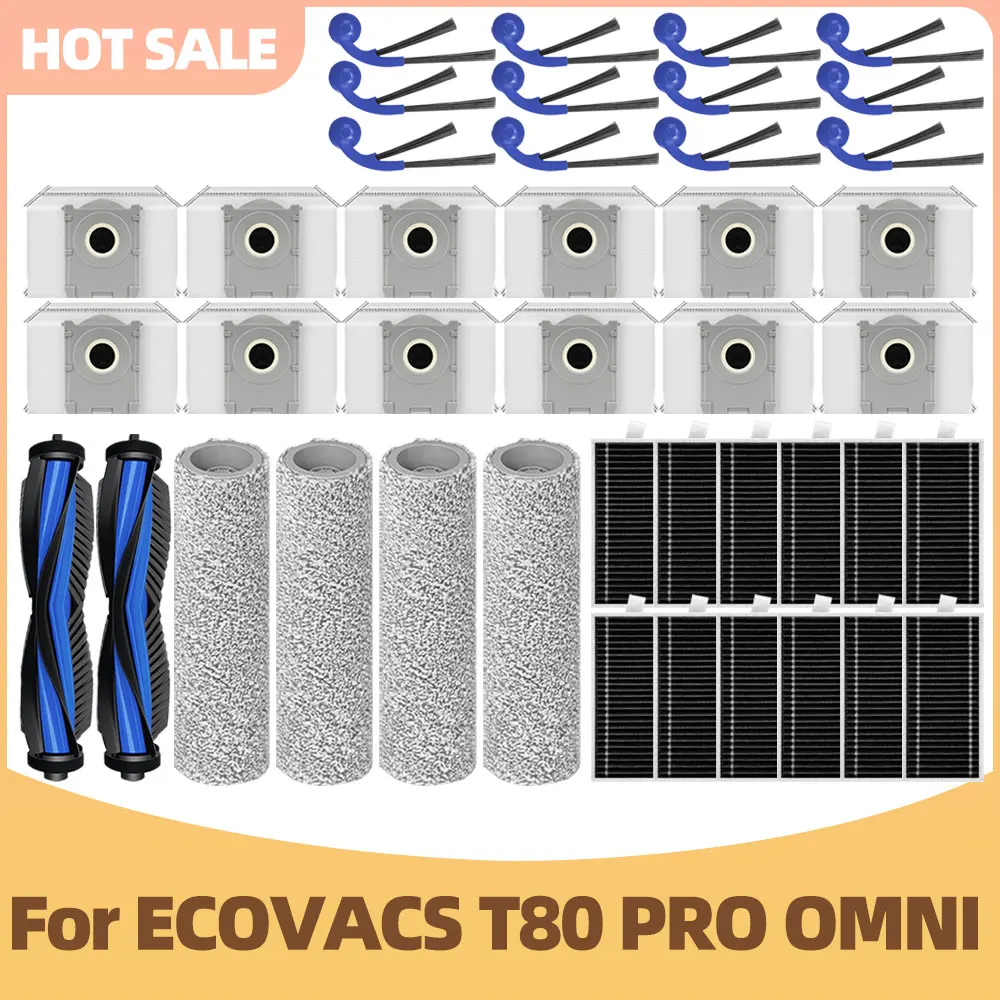 

Совместимо с ECOVACS T80 PRO OMNI / T80 OMNI — запчасти для пылесоса: основная щётка, салфетка для мытья пола, боковая щётка, мешок для пыли, HEPA-фильтр, аксессуары