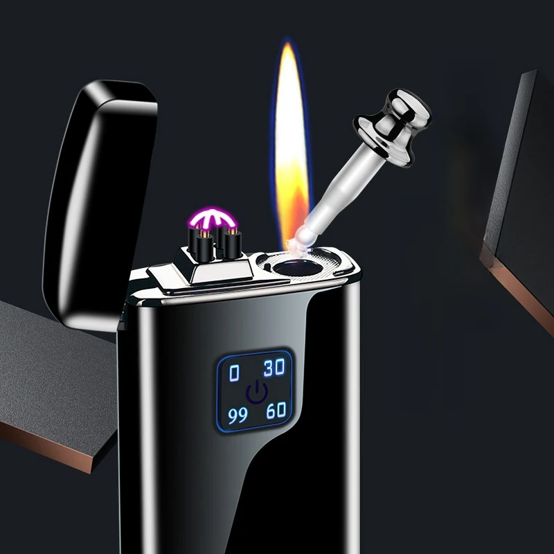 Creative Oil Electric Dual Use Double Arc 10000 Times Matches Integrated USB Electric Lighter Power Display Kerosene Lighters