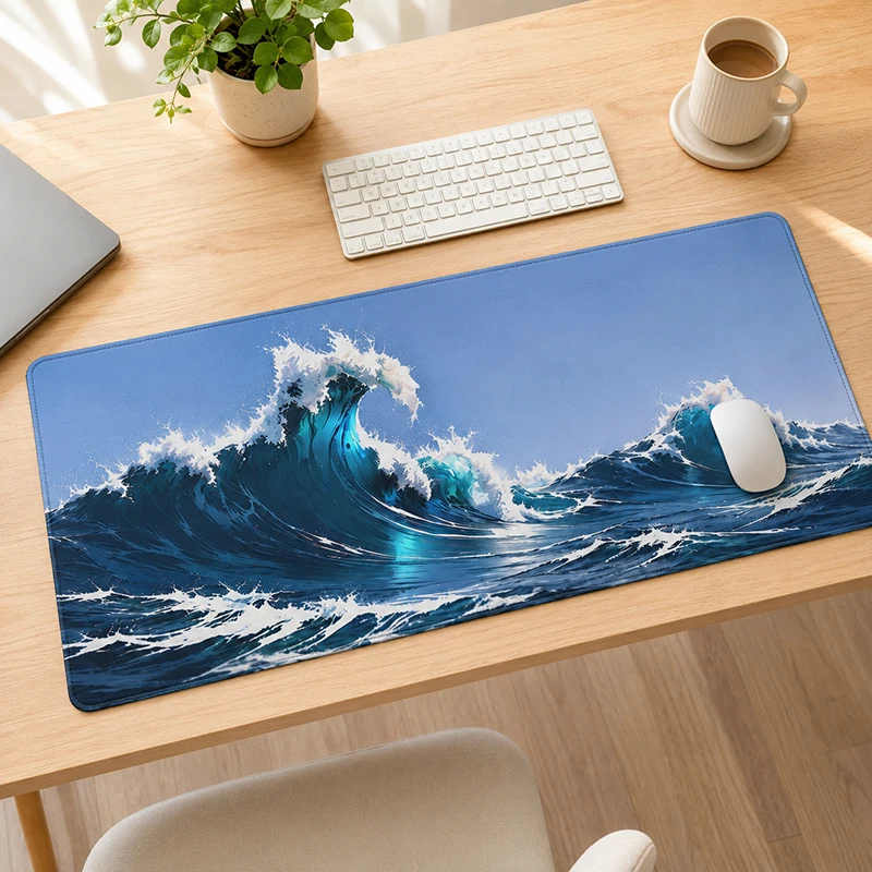 Mouse Pad Gamer Deep Blue Giant Wave printon demand Large New HD Mousepad XXL keyboard pad Carpet Soft Office PC Table Mat