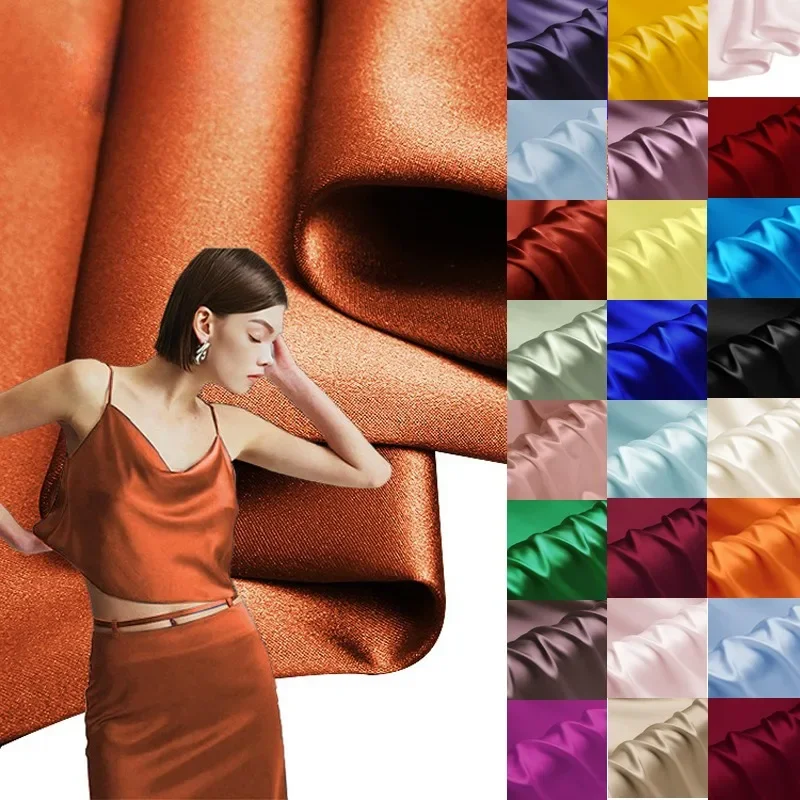 

46 цветов, 114 см, ширина 19 мм, однотонная шелковая креповая однотонная ткань, мягкий швейный материал для весенне-летних пижамных классических брюк R1215