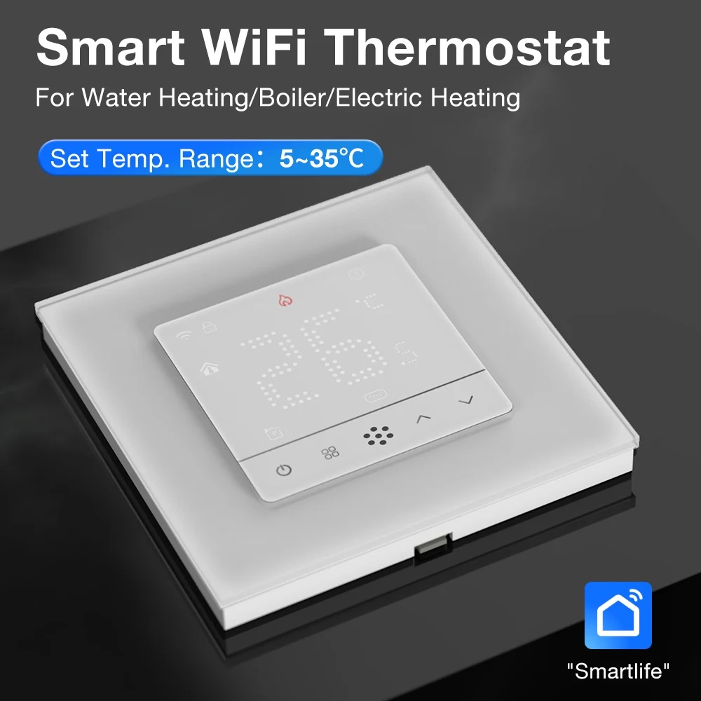 

Термостат Tuya для контроля температуры в помещении, для водяного/электрического напольного отопления, газового котла, совместим с Google Home, 5A16A