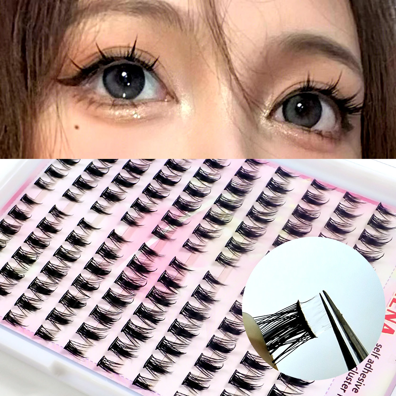 Self Adhesive False Eyelashes Artificial Strands Eyelashes Large Capacity Cluster Eyelash Book Korean Makeup Individual Lashes