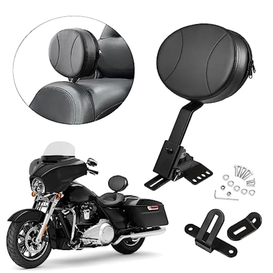 

Adjustable Plug-in Driver Backrest Rider Backrest Kit Compatible for Harley Touring Road King Street Glide Electra Glide 1997-2