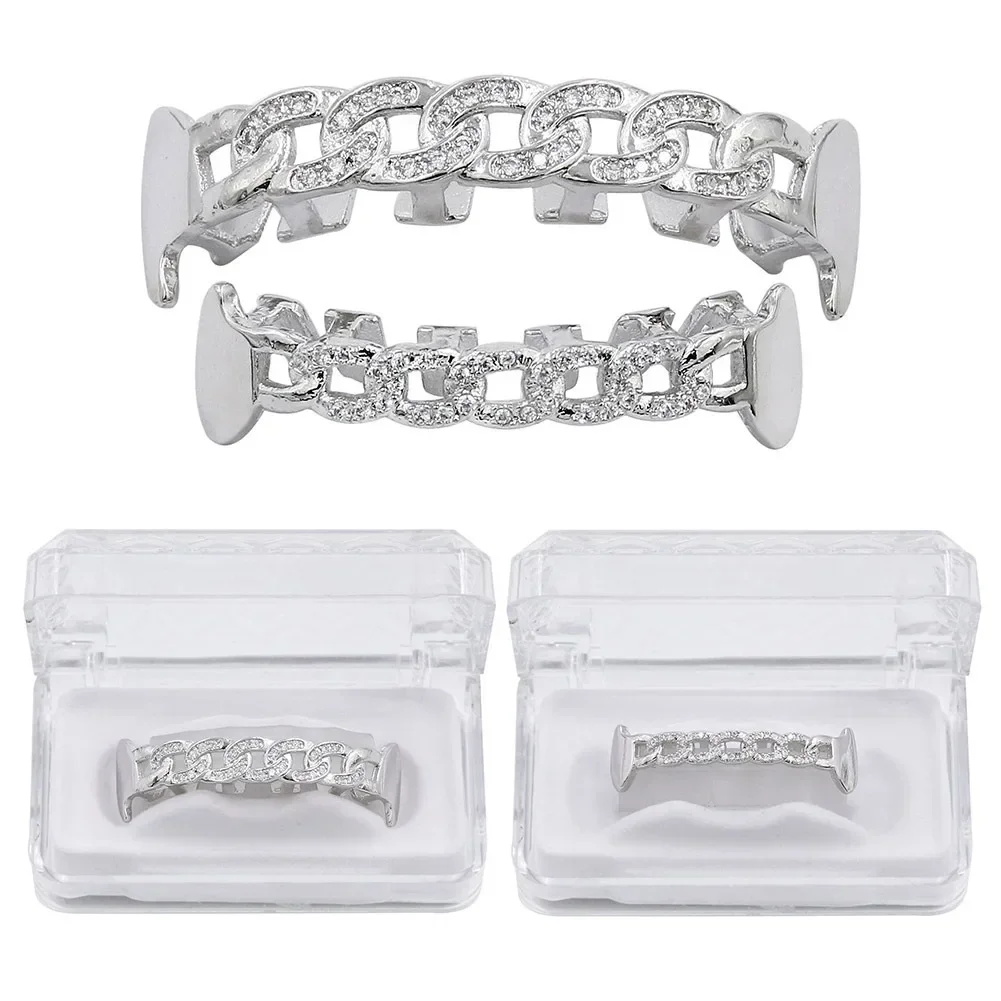 

Хип-хоп CZ полые зубы Grillz Caps Iced out Micro Pave Top & Bottom Очаровательные ювелирные изделия Подарок для мужчин и женщин
