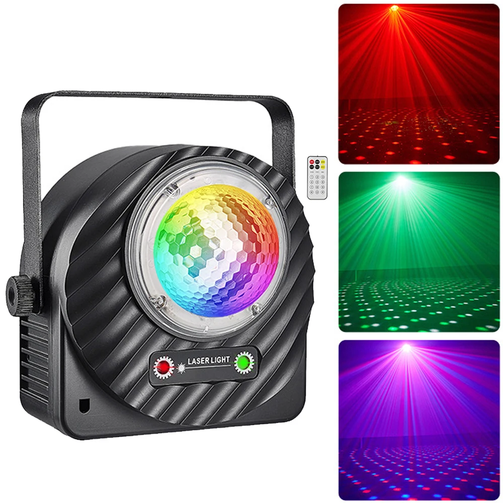 Party Light DJ Disco Ball Lights 2IN1 Magic Ball Laser Light Projector Sound Activated LED Stage Light for Rave Club Dance Bar