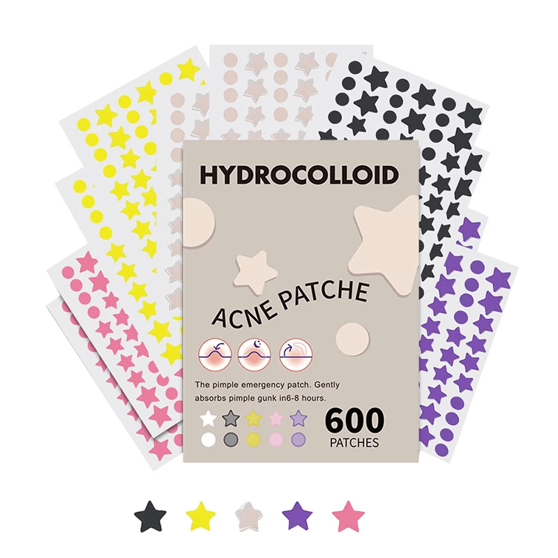 Star Pimple Patch para Remoção de Acne, Adesivos de Cuidados com a Pele, Face Spot Beauty Makeup Tool, Colorido e Invisível, 40 PCes-600PCs