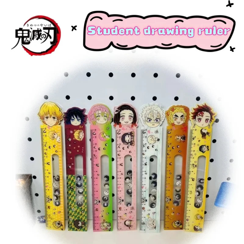 Nouvelle règle à bascule en acrylique Demon Slayer Kochou Shinobu Kanroji Mitsuri, règle de dessin exquise pour étudiants, papeterie spéciale