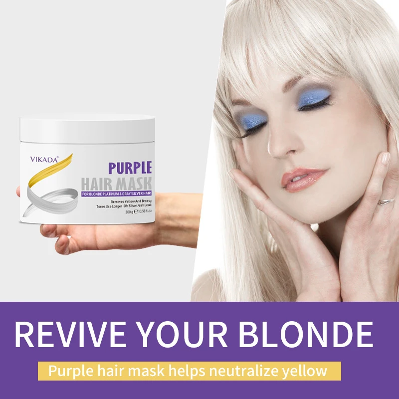 Purple Hair Mask for Blonde Hair Removes Brassy Yellow Tones Lightens Blonde Ash Silver Grays Hair Care Treatment Sulfate Free