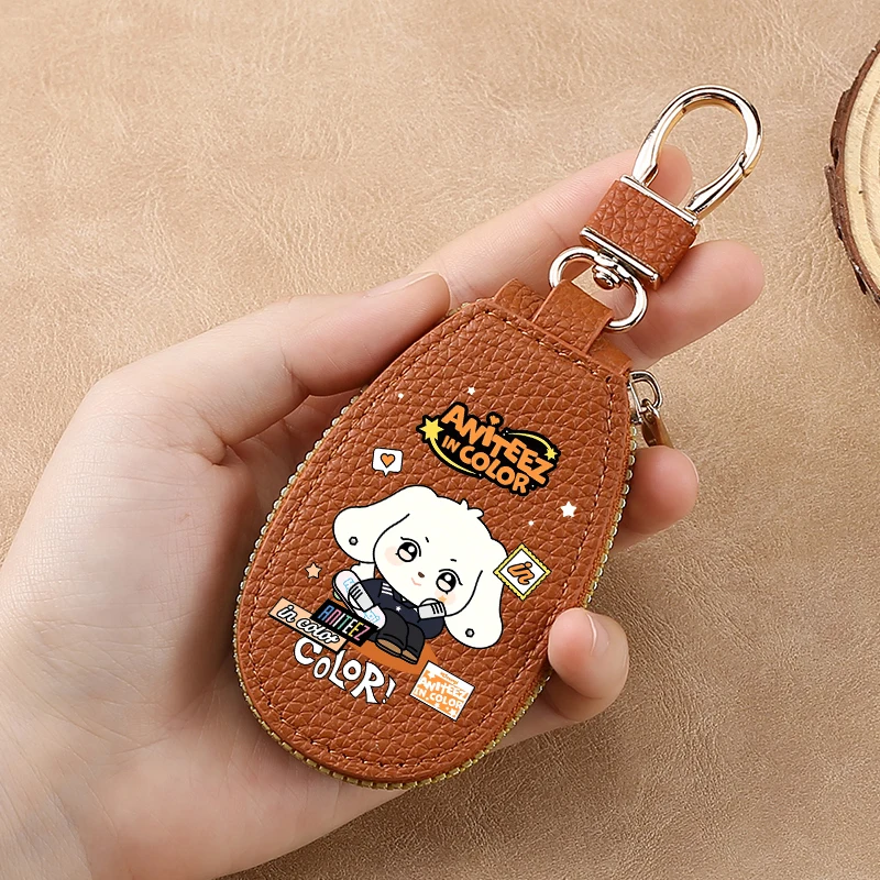 ATEEZ Leather Zipper Key Wallet Keychain K-pop Man Groups Multifunctional Mini Purse Key Holder Case Cute Key Chain Storage Bag view 5