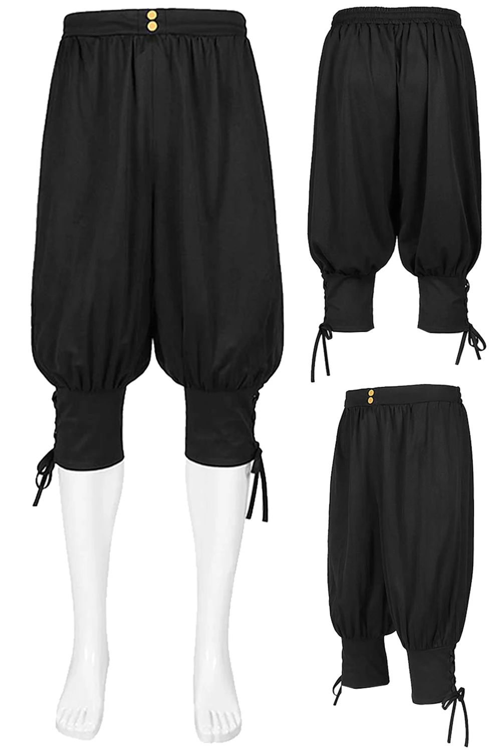 

Medieval Pirate Cosplay Pants Costume Men Roleplay Shorts Outfit Male Disguise Retro Vintage Black Pants Halloween Carnival Suit