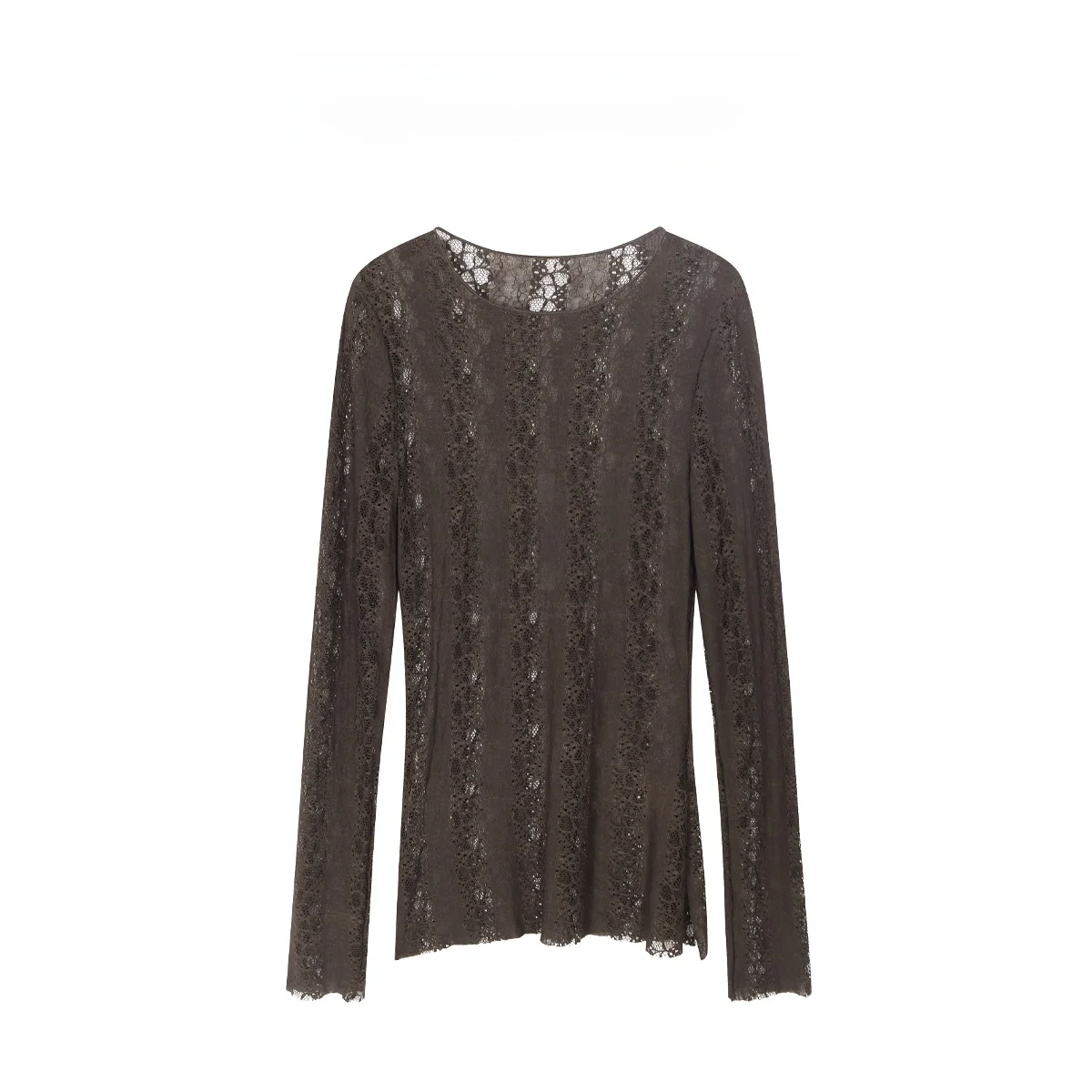 

alpw Lace Hollow out Long Sve round Ne Knitted Top Chinese Sle Medium Softn Polyester Spandex Blend Daily Wear