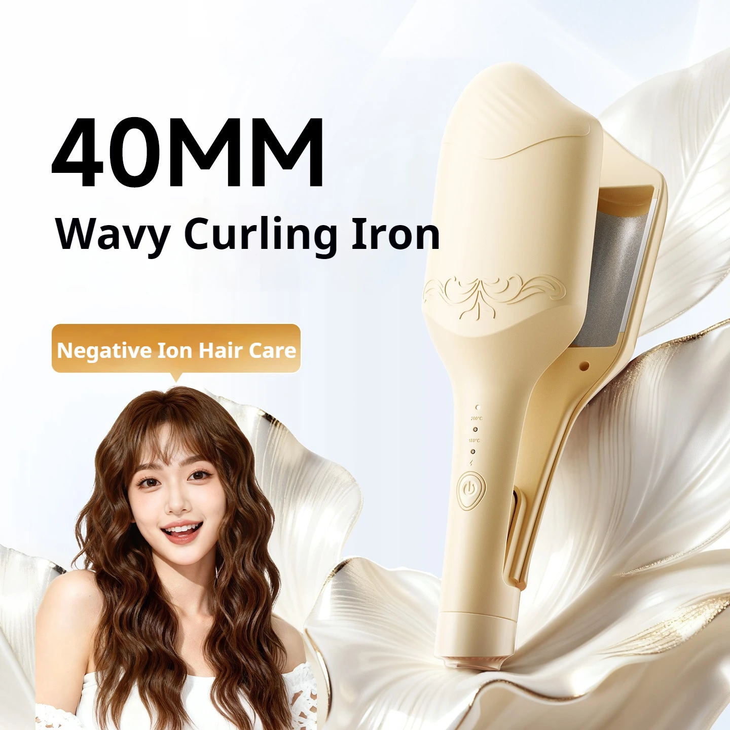 40 مللي متر موجة عميقة مموج الشعر المهنية تجعيد الشعر الكثيف تسخين سريع 2 إعدادات درجة الحرارة موجات طويلة الأمد تصفيف أداة Sa