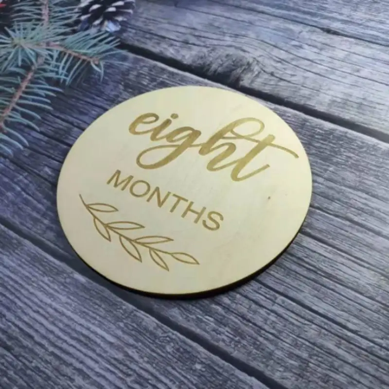 Tarjetas madera para fotografía bebés 77HD, 12 Uds., tarjetas grabación crecimiento mensual para recién nacidos,