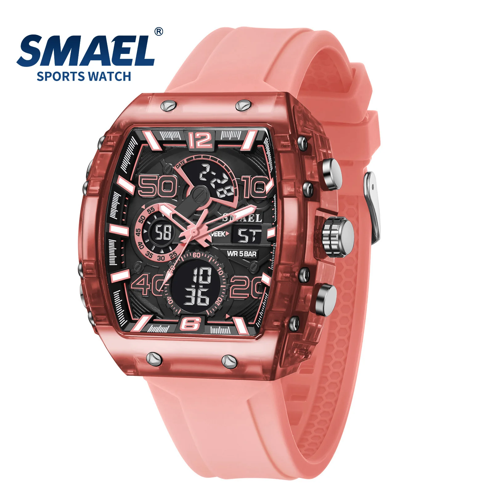 SMAEL 8109 Electronic Watch New Men\'s Watch Multifunctional Sports 50M Waterproof Dual Display LED Night Light Leisure Student