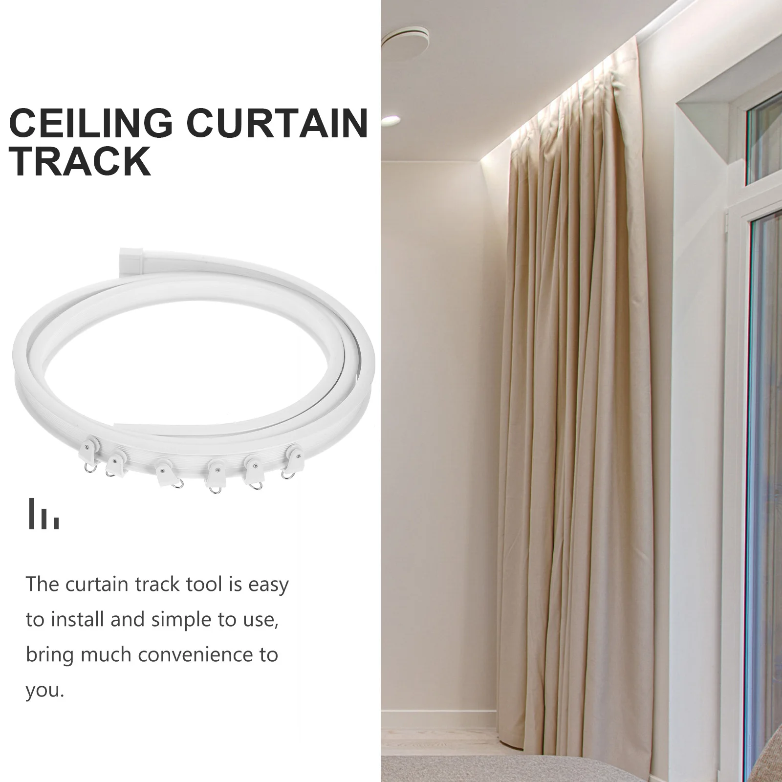 

Curtain Track Set Bendable Rail Flexible Sliding Movable for Curtains Curved Runners Rod