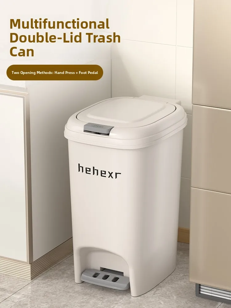 

Large Capaci Pedal Operated Tra Can for Living Room Batoom Kitchen Bedroom Home Use round ape Plastic Garbage Can