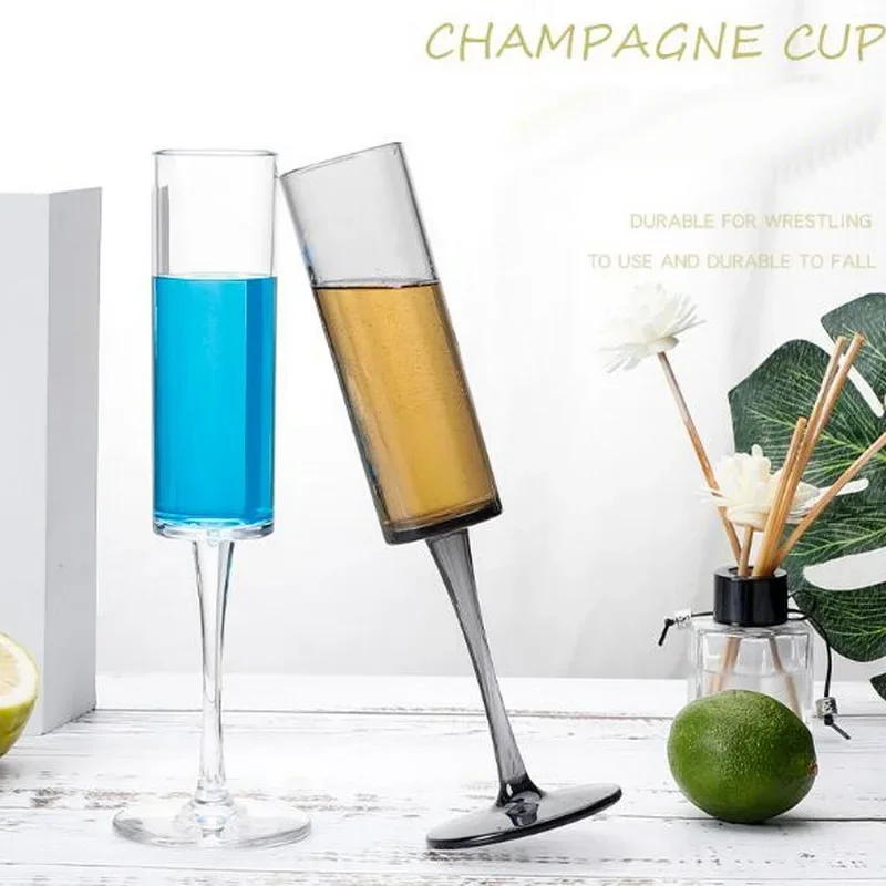 Acrylic Champagne Cup Creative Tall PC Cup Household Plastic Black Cocktail Flutes Transparent Drop Bar Cup