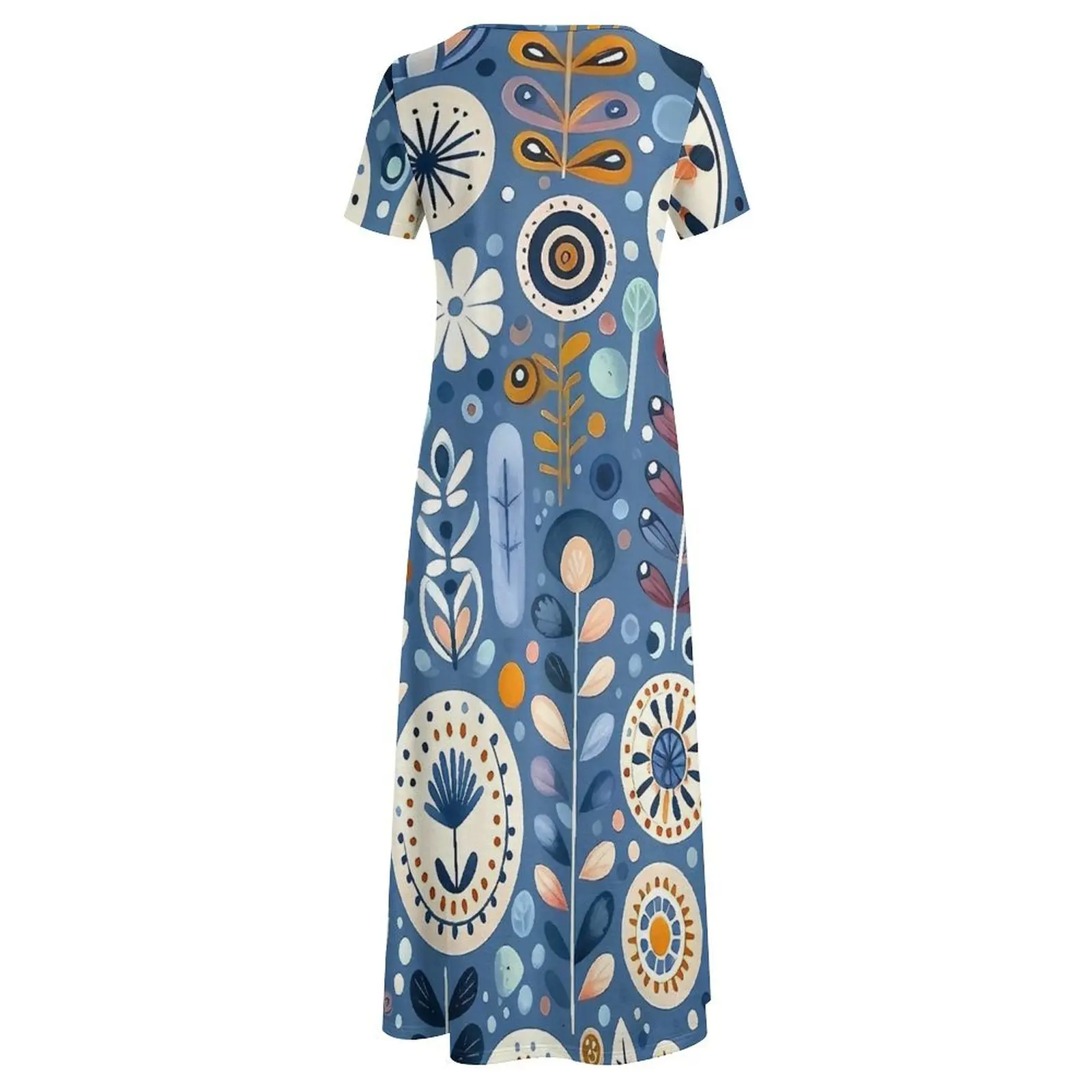 Vestido Vintage con estampado Floral de arte popular, vestido largo de moda bohemio estético para playa, Vestidos largos de manga corta para mujer, Vestidos de gran tamaño