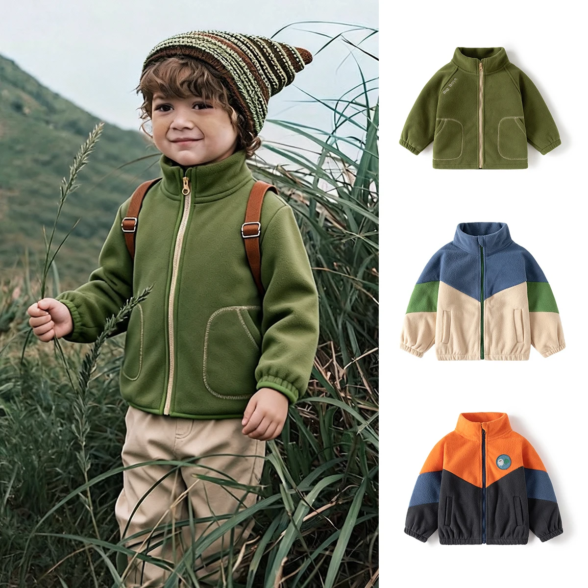 Ircomll Nuovi Bambini Ragazzi Giacca in pile polare Autunno Inverno Cappotto per bambini Causale Bambino Colletto alla coreana Cerniera Capispalla Abbigliamento per ragazzi
