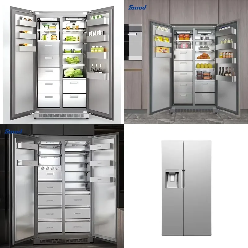for Best Selling 400L 220V 50Hz Stainless Steel Frost Free Two Doors Side by Side Energy Saving Household Refrigerator DW