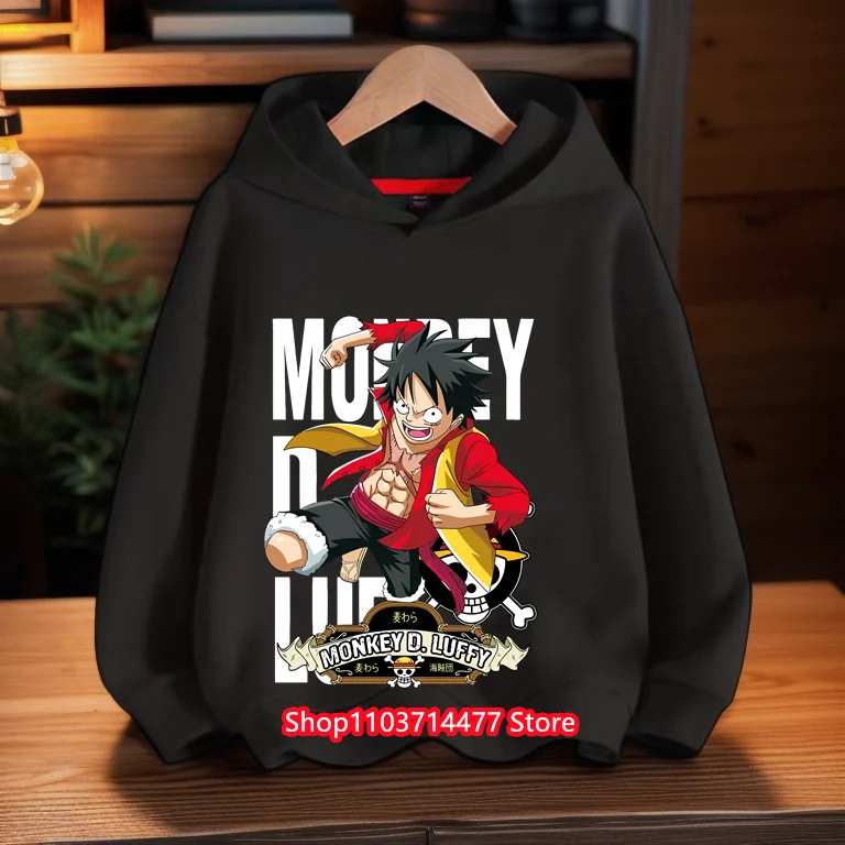 

One Piece Joy Boy Anime Print Boys Girls Kids Fleece Hoodie Sweatshirt Fall Winter Warm Pullover Children Casual Clothes