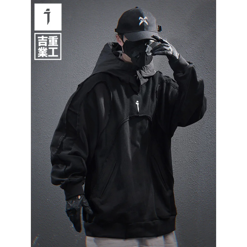 11 BYBB'S DARK 2025 Vintage Hoodie Men Function Embroidered Patchwork Hoodies Hip Hop Streetwear Pullover Oversized Sweatshirt