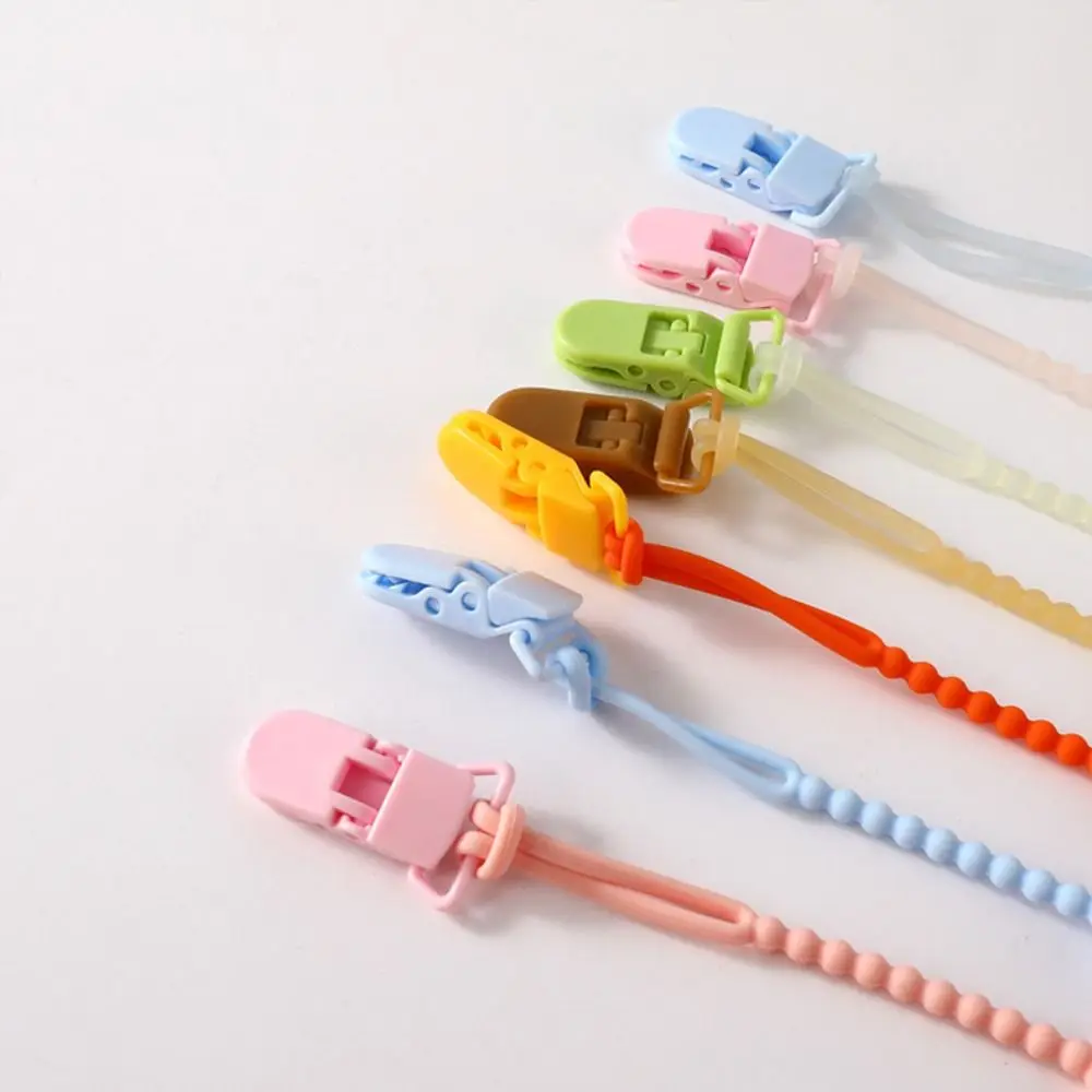 

Цепочка с защитой от падения, держатель для соски, зажимы, аксессуар для соски с мультяшным медведем, цепочка для детской соски, чистый цвет, силикон
