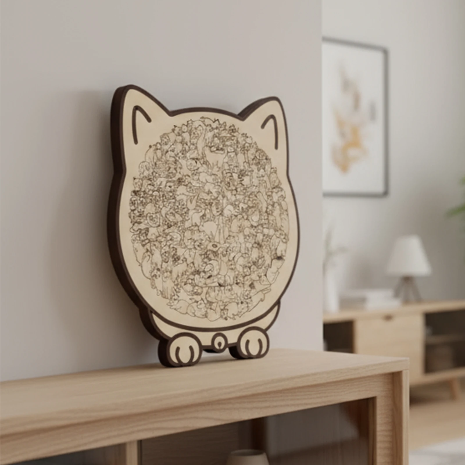 135-delige cartoon grote mond kat puzzel Macaron kleur onregelmatige puzzel houten puzzel voor kinderen tieners volwassenen