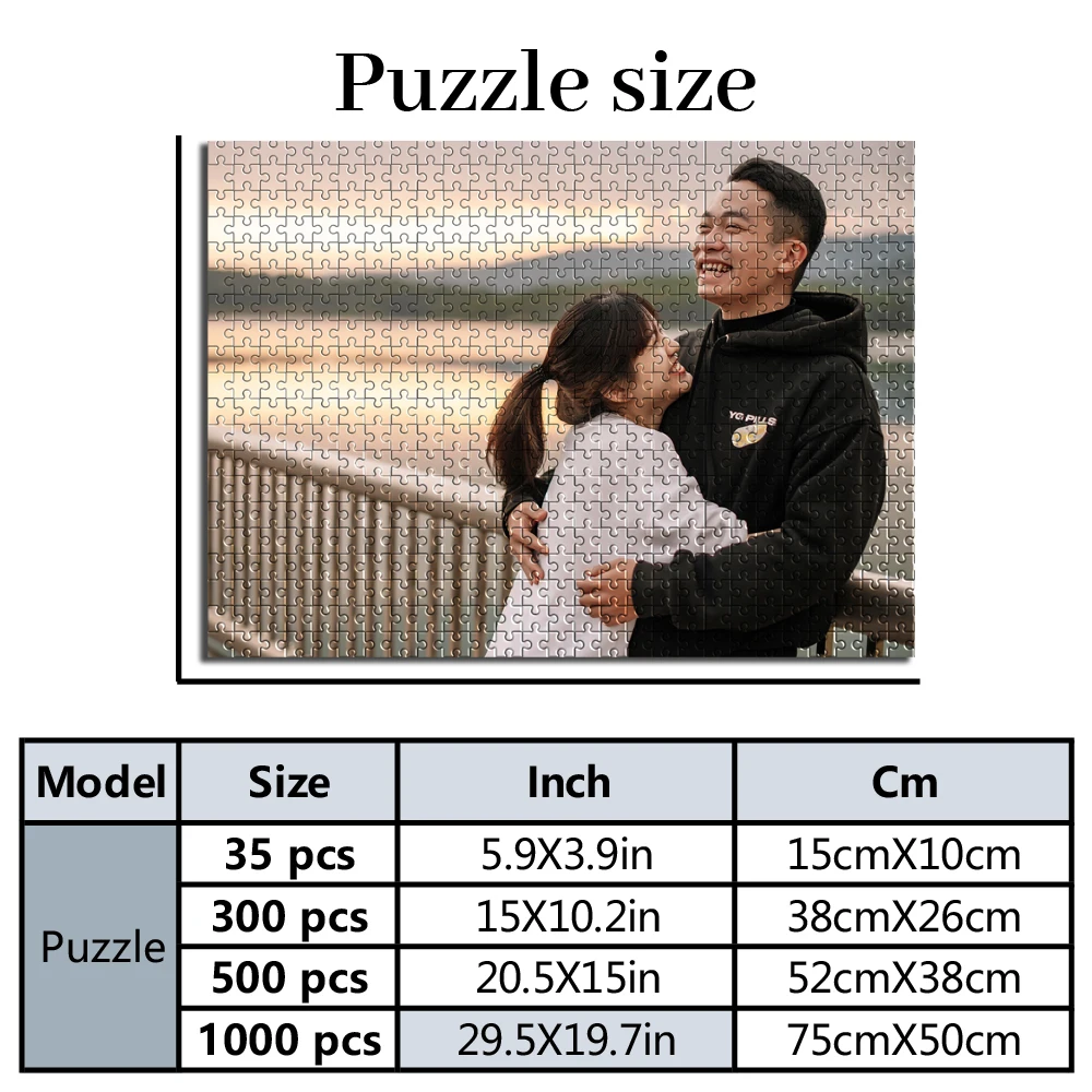35/300/500/1000pcs Personalized Custom Photo Puzzle Couple photo For Housewarming Bedroom/Living Room For Children's Day