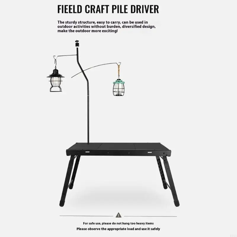 Adjustable Table Light Stand Camping Lamp Stand with Double Hook Lamp Hanger 