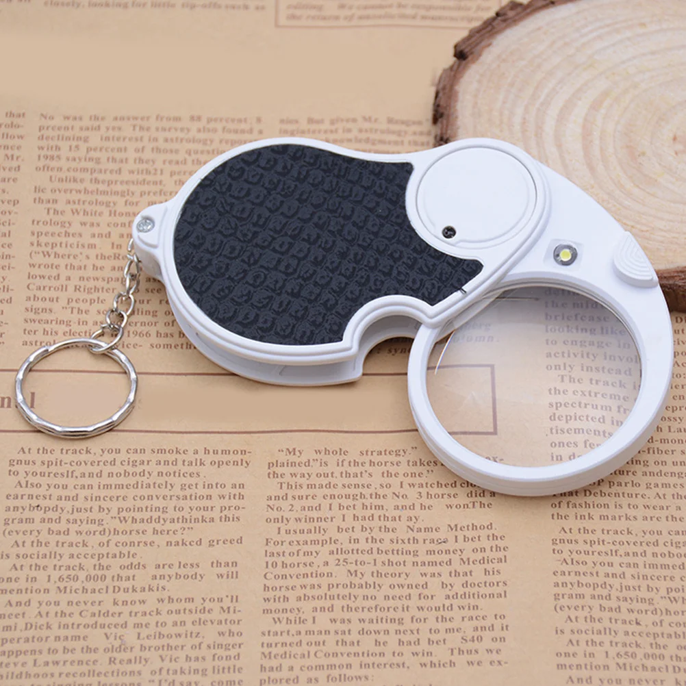 

Magnifying Glass 5X Foldable Portable Keychain LED Light Reading Small Print Jewelry Tweezing Detail Inspection
