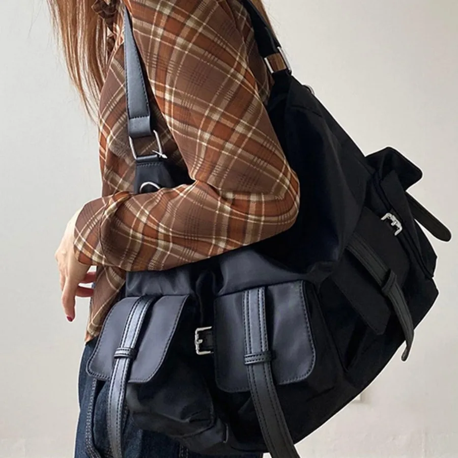 

【В наличии】Мужской модный рюкзак в японском стиле, холщовая сумка в стиле рабочей одежды, корейский повседневный рюкзак на одно плечо, модный и универсальный.