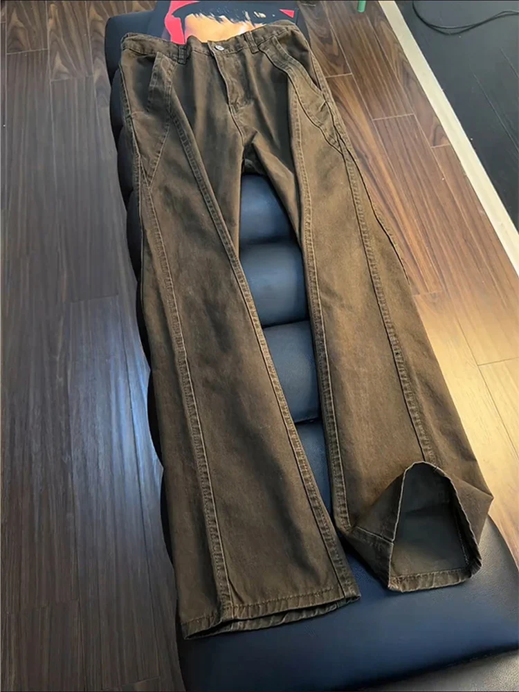 

Low Waist Flared Jeans Men Women Pure Cotton Fce Lined Straight Leg Workwear Trousers Autumn Winter Waed Blue Jeans