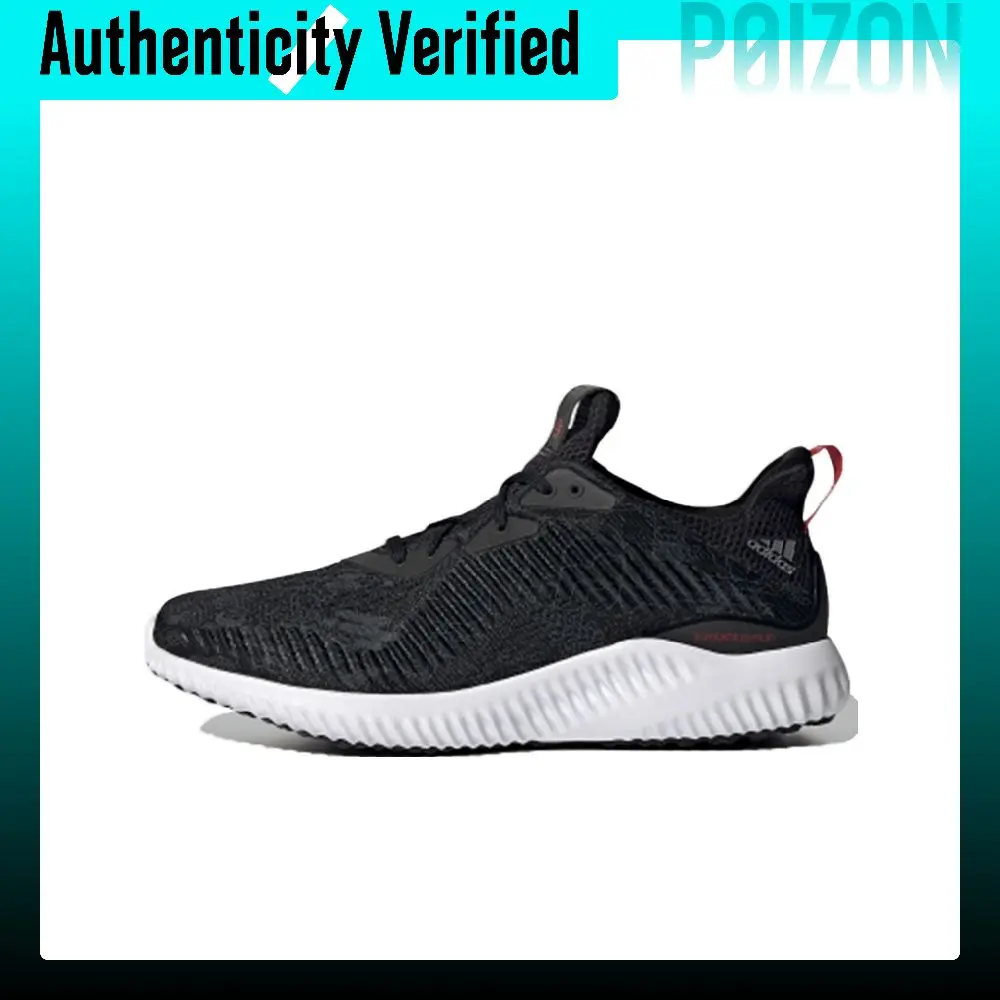 Adidas Alphabounce 1 Fabric Slip Resistant And Breathable Coverage Low top Running Shoes Unisex Black White GZ8990
