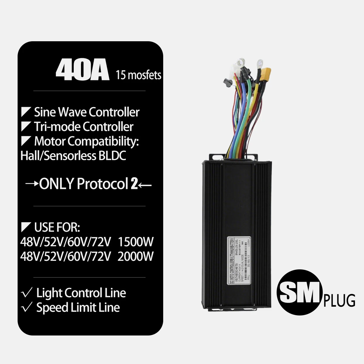 48V-72V 1500W2000W Motor Brushless Controller 40A LCD UKC1 Display Panel Electric Bicycles Scooter with Controller Bag Gift