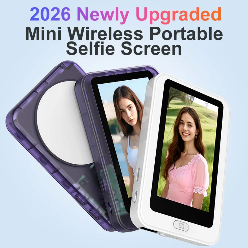 Magnetic Vlog Selfie Monitor for iPhone Android Wireless Mirroring Projector Back Camera Screen 3.5-inch Portable Phone Display