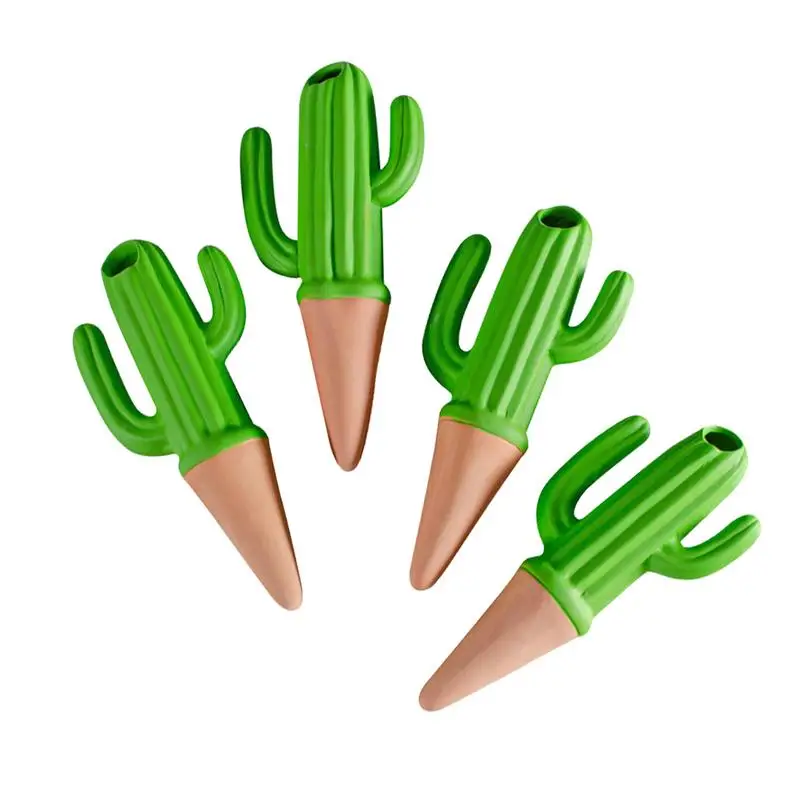 

Potted Plant Watering Stakes 4pcs Cactus Shaped Auto Watering Flowerpot Tool Indoor Outdoor Plant Care Stakes For Gardens