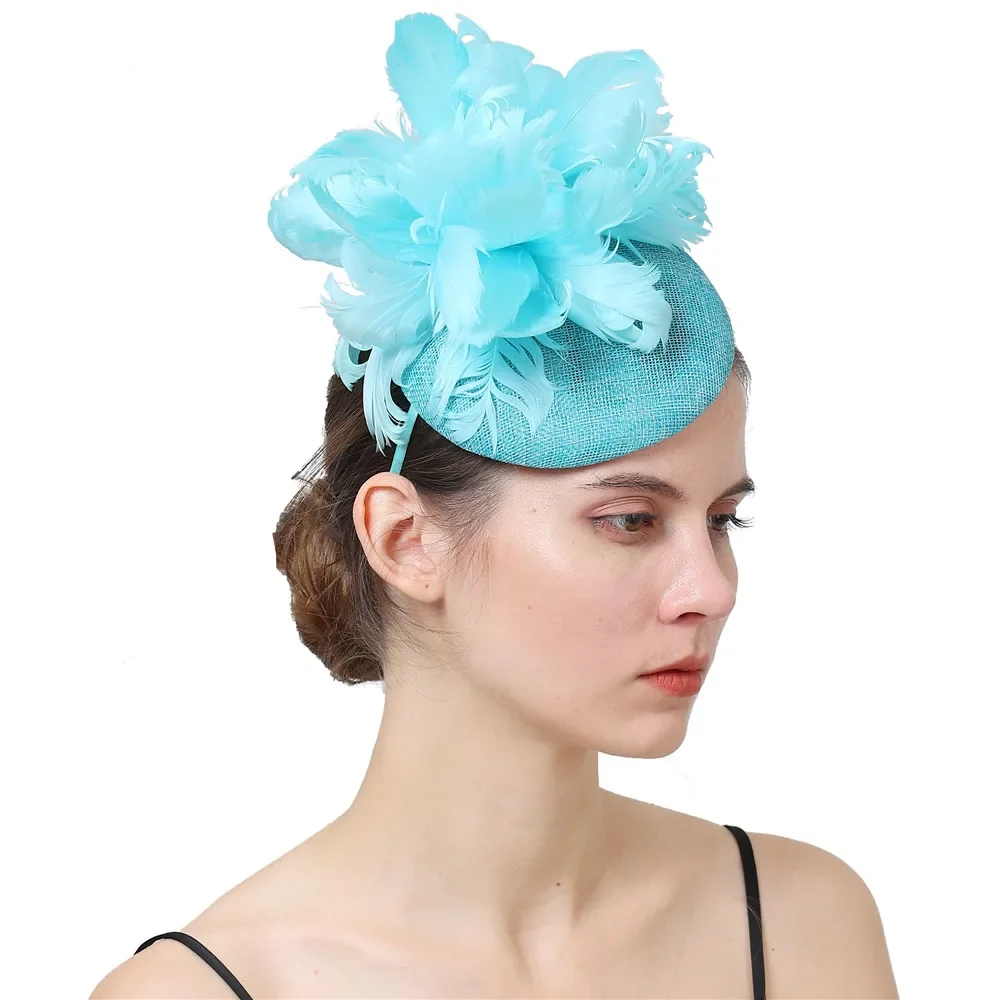 

Feather Fascinator Hat Wedding Elegant Women Chapeau Headband Clip Mesh Nice Flower Cocktail Hair Accessories Tea Party Headwear