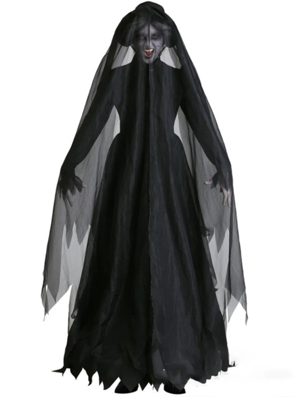 할로윈 의상 유령 신부 마녀 뱀파이어 코스프레 여성용 반짝이 전통 중국 웨딩 드레스 무대 공연