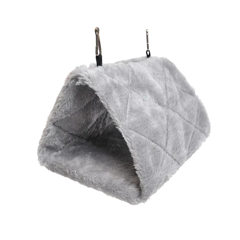 Vogelbett, Winter-Papageienkäfige, warme Plüsch-Dreieck-Hängematte, Hütte, Zeltbett, hängende Höhle zum Schlafen und Schlüpfen, Vogelzubehör – Detail 6