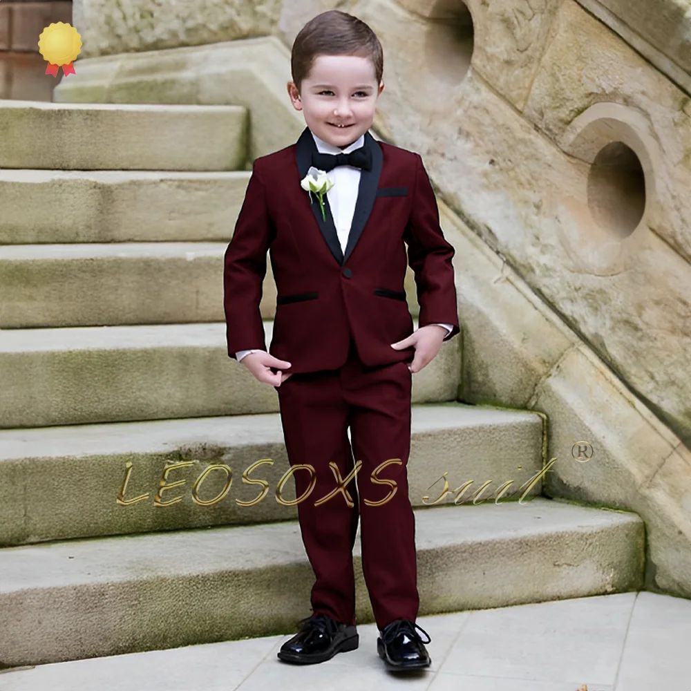 Conjunto de blazer y pantalones con cuello de fruta verde para niños, adecuado para celebraciones de boda, trajes personalizados para niños, 2 piezas