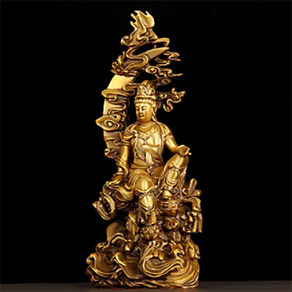 

Pure Copper Guanyin Ornaments Shuiyue Guanyin Bodhisattva's Home Office Trumpet Dedicated To Buddha Statue Nanhai Guanyin