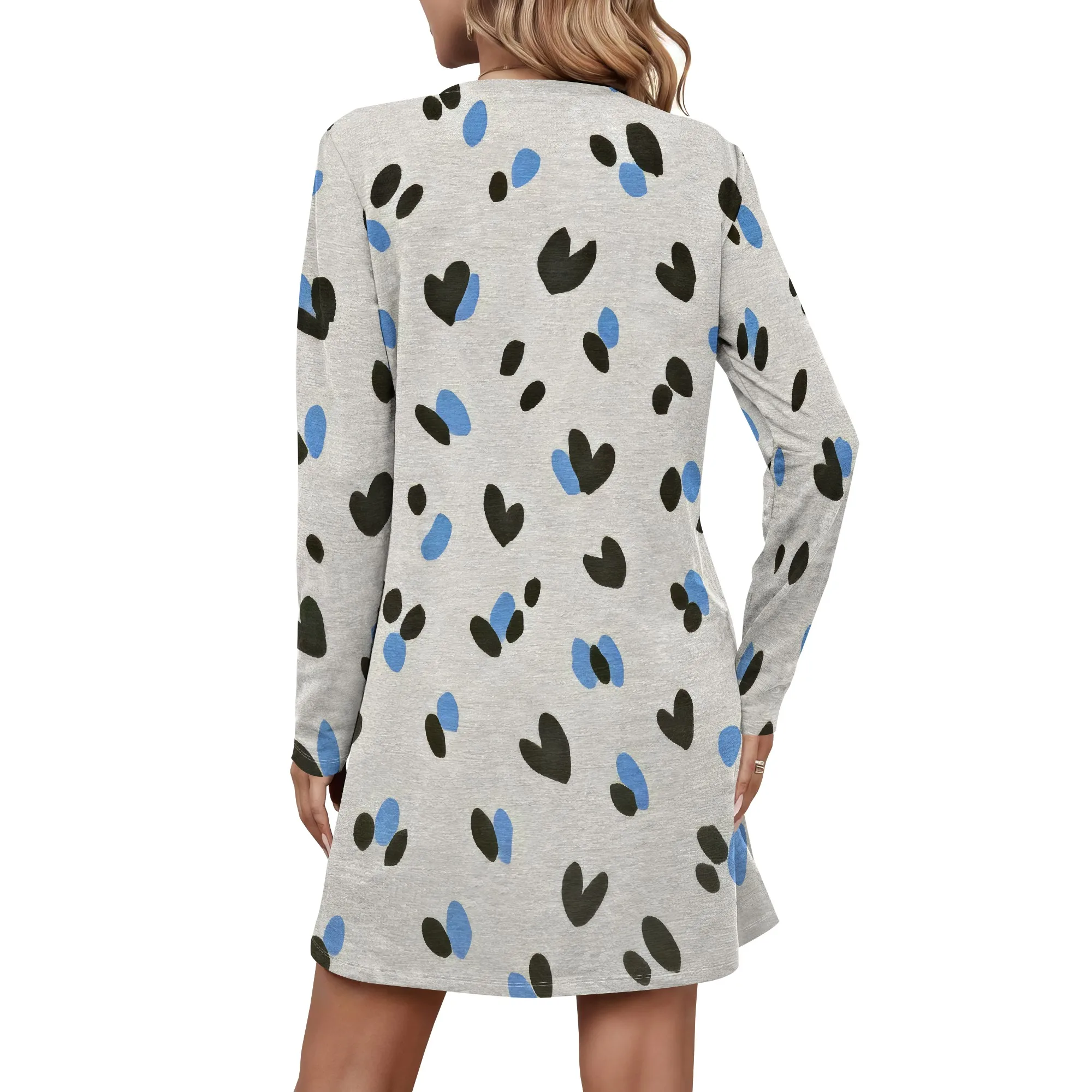 Womens 2025 Fall Long Sleeve Pullover Tops Crewneck Sweatshirt Dress Casual Floral Printed Mini Dresses with Pockets