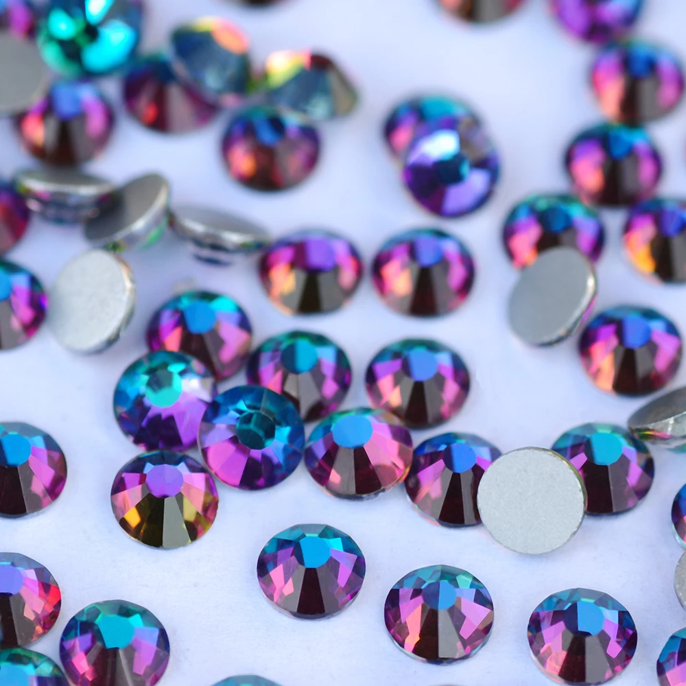 Green Volcano No Hotfix Glass Rhinestones Flat-back DIY Adhesive Glue On Crystal Stones Jewelry Making Strass For Clothing Bags