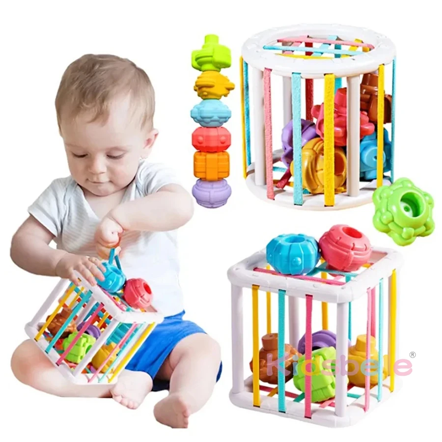 Desenvolvimento Sensorial Blocos Coloridos para Bebês, Montessori Baby Toys, Jogos Educativos de Aprendizagem, 0-12 Meses