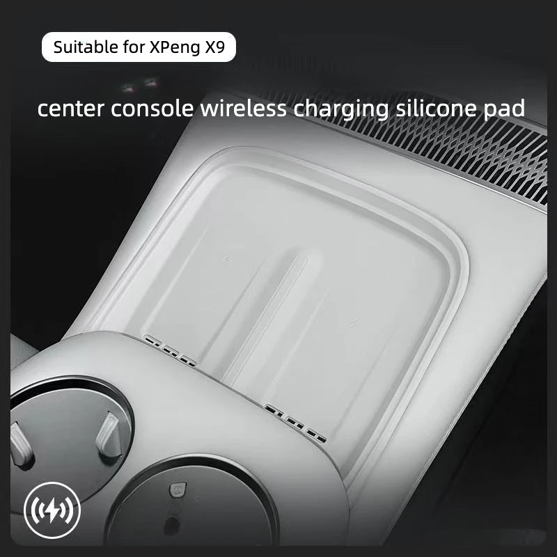 For XPENG X9 2025‑2026 Wireless Charging Silicone Pad,Non‑Slip Anti‑Dust Console Protective Mat Interior Tuning Accessories