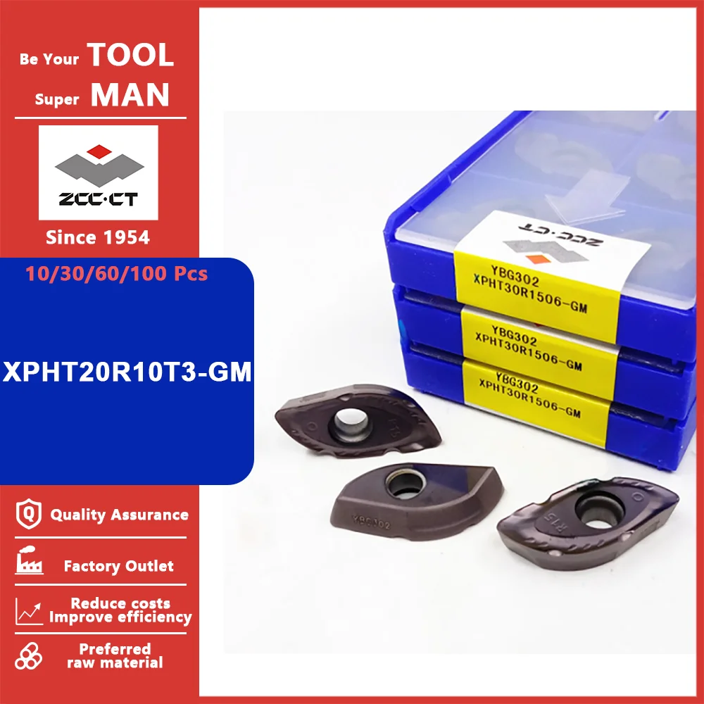 

ZCC CT Original XPHT20R10T3-GM YBG302 Milling Inserts XPHT 20R10T3 GM YBG302 Lathe Tool Carbide Milling Turning Tools