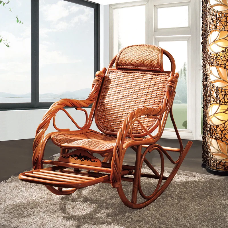 Sedia per il tempo libero con balcone esterno reclinabile con sedia a dondolo in rattan personalizzata