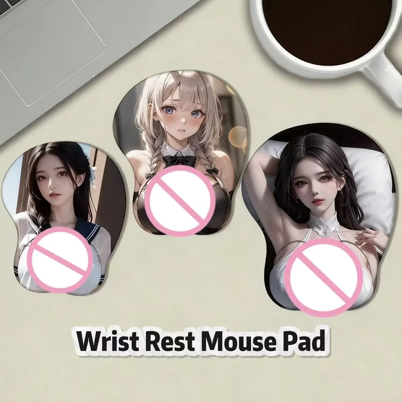 3D Anime Cartoon Silicone Mouse Pad with Wrist Rest Soft Ergonomic Anti-Slip Stress Relief Gaming Mouse Mat for Gamer Office