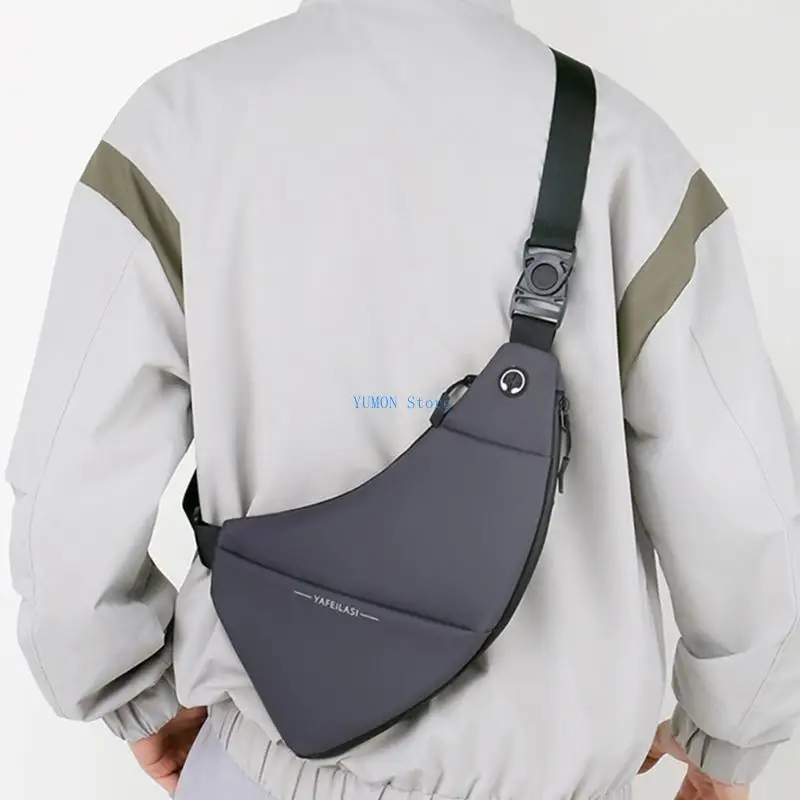 D0UD Mens Shoulder Sling Bag Large Capacity Crossbody Chest Bag Backpack with Earphone Hole Casual Waterproof Travel Purse